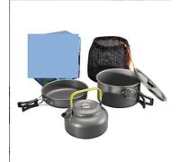 Camping Cooking Mess Cook Camping Backpack Tableware Outdoor Cookware Pot Picnic Canteen Survival Hiking Boiler Set Picnic, RV Travel(Black)