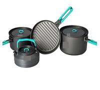 Camping Cooking Mess Outdoor Camping Tableware Set Backpacking Picnic 2 Pot 1 Frypan Kettle Alumina Durable Cookware Picnic, RV Travel