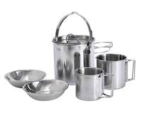 Camping Cooking Mess Outdoor Camping Tableware Stainless Steel Hanging Pot Cup Cookware Soup Coffee Portable Picnic, RV Travel