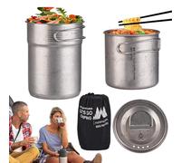 Camping Cooking Pot - Camp Kitchen Utensils, Stainless Steel Storage Cookware | Nesting Camping Pots, Outdoor Cookware Set, Portable Folding Pot Set of 2 with Handle for Bushcraft Travel RV Camping