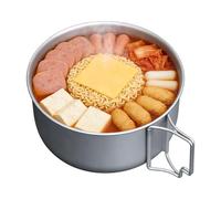 Camping Cooking Pot - Stainless Boiler Soup, Foldable Compact Heat Resistant Stew Pan, Folding Portable Outdoor Kitchen Pot | Meal Preparation On Hiking Backpacking Trail Excursions