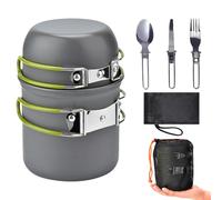 Camping Cooking Set, 1-2 Person 1-2 Person Camping Cookware, Portable and Lightweight, Non-stick Aluminium Camping Pots with Foldable Utensils for Camping Hiking Picnic