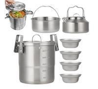 Camping Cooking Set - Camping Cook Pot Set | Pots Pans Kettle Sèt | Cookware Collection Outdoor | Survival Gear For Adults Family Outdoor Travel Hiking Picnic Backyard Adventure PicnicHiking