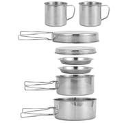 Camping Cooking Set for 3-4 People, Stainless Steel Camping Pots and Pans Set, Stackable Lightweight Camp Cooking Set for Outdoor Backpacking Camping Hiking Picnic