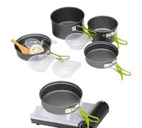 Camping Cooking Set | Hiking Picnic Utensils | Stackable Nonstick Pots Pans with Handle for Camping Travel Hiking RV Survival Backpacking Tailgating Picnic Outdoor Cooking Adventures