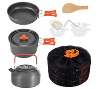 Camping Cooking Set, Portable Camping Outdoor Cookware Mess Kit with Storage Bag, Non Stick Foldable Aluminium Cookware Kit, Lightweight Camping Cooking Equipment for Camping Picnic Hiking