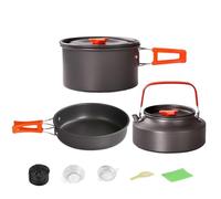 Camping Cooking Set, Travel Cooking Kit, Portable Picnic Cookware Set, Three-Pieces, Easy to Clean, Multi-Functional, Efficient Heat Distribution, for Hiking