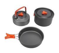 Camping Cooking Set with Tea Kettle, Portable Camping Cookware Set for 2 To 3 People, Aluminum Alloy Camping Kitchen Set Includes Frying Pan and Storage Bag, Compact Outdoor Cookin