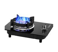 Camping Cooktop, Tempered Glass Gas Stove 9 Cavity Fire Burner, Desktop and Recessed Installation Suitable for Kitchen and RV (Color : Black, Size : NG)