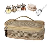 Camping Cookware Bag, Portable Kitchen Utensil Bag, Large Portable Mesh Toilet Bag for Barbecue, Climbing, Camping, Adventure, Travel, Road Trip, Picnic, khaki, see description, See description