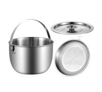 Camping Cookware Large Pot - Heavy-Duty Stainless Steel Bowl with Secure Lid and Grip Handle for Versatile Cooking | Travel-Ready Pot for Picnic, BBQ, Outdoor Meals, Apartment Use, Backpacking, Hiking