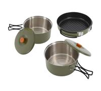 Camping Cookware Mess Kit, Foldable Stainless Steel Campfire Cooking Pots and Pans for Home RV Boat Camping Hiking and Picnic(Green)