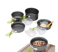 Camping Cookware - Outdoor Travel Cookware,Portable Outdoor Picnic Cooking Pot Set with Handle for Travel Backpacking Survival Dorm Tailgating Camping Hiking Adventures