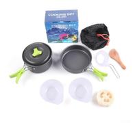 Camping Cookware Set For 1-2 People Aluminum Alloy Outdoor Hiking | Most Cost-Effective The 6 Pieces Camping Cookware Kit Includes 2 Aluminum Non-Stick Pots + 1 Camping Stove + 1 Spoon + 1