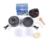Camping Cookware Set For 1-2 People Aluminum Alloy Outdoor Hiking | Most Cost-Effective The 6 Pieces Camping Cookware Kit Includes 2 Aluminum Non-Stick Pots + 1 Camping Stove + 1 Spoon + 1