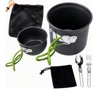 Camping Cookware Set & Portable Stove - Mess Kit with Carry Bag for 1-2 People. Outdoor Cooking Pot for Hiking, Backpacking, Picnic & Solo Camping. Portable Camp Essentials