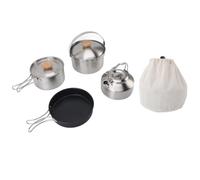 Camping Cookware Set Stainless Steel Pot Pan Kettle Lightweight Portable Outdoor Cooking Kit Complete Cookware Set for Camping Hiking Backpacking Picnic