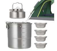 Camping Cookware Sets - Bowls and Pots Set | Lawn Survival Gear Hiking Backpacking Family Backyard Adults Picnic Travel Portable Compact Alloy