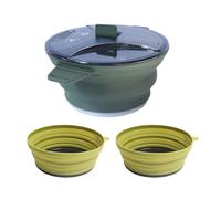 Camping Cookware Sets - Portable Cooking Pans for Travel | Stainless Steel with Silicone Utensils, Lightweight 2500ml Pot & Bowls, Outdoor Trips, Hiking, Kitchen Must-Haves