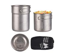 Camping Cookware Sets,Stainless Steel Camp Cookware - Portable Camping Pot with Handle for Backpacking Picnic Emergencies Survival College Dorm Travel