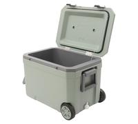 Camping Cool Box Large 45L, Insulated Portable Cooler Box on Wheels, Passive Ice Cooler with Drainage Hole and Handles for Fishing, Camping and Picnics, 38 x 57.8 x 41cm (Green)
