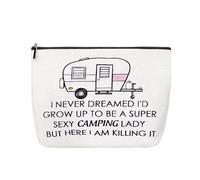 Camping Cosmetic Gift Bag for Women Girls Camper Van Gifts for Camping Lovers Camping Accessories Travel Makeup Bag Pouch Caravan Gifts for Travel Lovers Zipper Portable Cosmetic Pouch