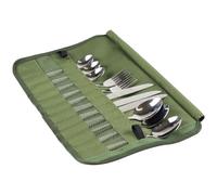 Camping Cutlery Pouch Cutlery Storage Bag, Cooking Utensils Organizer Bag Multi Pocket Utensil Storage Holder Roll Bag Travel Tool Roll Pouch for Camping Barbecue BBQ Hiking Travel