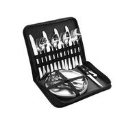 Camping Cutlery Set with Case, Portable Food-Grade Stainless Steel Picnic Utensils with Spoons Forks Plate, Ideal for Road Trips, Picnics, and Camping Adventures (4 Man-Silver)