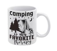 Camping Decor Funny Camping Mug Rustic Camping is My Favorite Therapy Mug Funny Coffee Mug,Man Cave Prints,The Best Gift for Colleagues, Parents, and Grandparents, 110z Men and Women