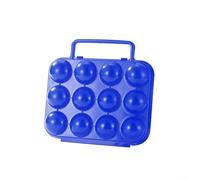 Camping Egg Storage Box, 12 Grid Plastic Egg Holder Case with Secure Lock Handle, Portable Outdoor Picnic Hiking Travel Egg Tray Container for Protecting Eggs from Breaking, Blue Orange Green(Blue)