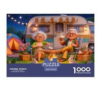 Camping Elderly Couple 1000 Piece Jigsaw Puzzle Jigsaw Puzzle for Adults Night Campfire Puzzle Game for Family Relaxation Focus Home Gift 70x50cm/1000pcs