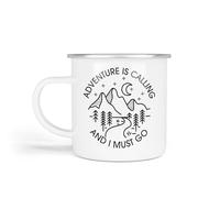 Camping Enamel Mug, One Size, Adventure is Calling, Camping Gift for Dad, Grandad Birthday Christmas Father's Day