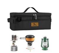 Camping Equipment - Waterproof Storage | Dirt Resistant Cookware Carrier with Pockets, Portable Handle Camping Accessories Picnic, Outdoor Barbecue, Hiking, Travel Food and Families, black