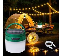 Camping Fairy Lights 12M / 39.3FT, 2-in-1 Solar & USB Rechargeable Camping String Lights with Retractable Reel, IPX6 Waterproof, 3600mAh, 8 Modes, LED Tent Light for Camping Garden Patio Festival