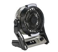 Camping Fan, Ceiling Fan, With 100-level Continuous Speed Control, Built-in 2-level LED Lighting, For Reading, Cooking(Orange)