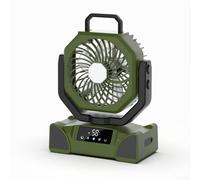 Camping Fan with 20000mAh Rechargeable Battery & LED Lantern, Perfect for Tents and Outdoor Gatherings (Green)
