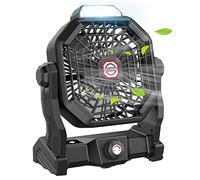 Camping Fan with LED Lantern, 20000 mAh 9 Inch Rechargeable Battery Powered Fan with 270 °Head Rotation, Stepless Speed and Quiet Battery Operated Tent Fan for Picnic, Barbecue, Fishing, Travel, Home