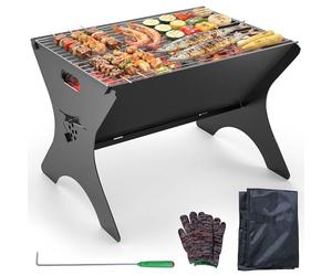 Camping Fire Pit, 2 in 1 Detachable Campfire Grill for Outdoor BBQ, 40*31cm | with Carry Bag & Cooking Grills, Wood Burning Firepit Grill for Camping