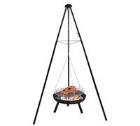 Camping Fire Pit Portable, Outdoor Height-Adjustable Hanging Tripod with Stainless Steel Barbecue Net And Charcoal Barbecues Grill Tall Garden Patio Heater for Campfire Cooking Pot Rack