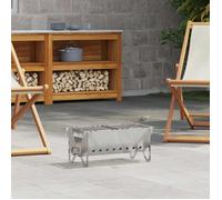 Camping Fire Pit Stainless Steel Portable Charcoal Grill Silver Mini 42x22x18cm