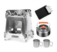 Camping, Foldable Stainless Steel, Deluxe + 2 cups, 16cm | Fold Flat Construction, Camping , Campsite Breakfast Cooking, For Portable Users