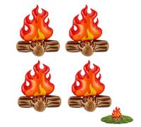 Camping Games Inflatable Campfire 4 Pack | Large 30cm Inflatable Bonfire Toys | Durable PVC Pretend Play Campfire for Camping Themed Parties, Bonfire Nights, Sleepovers & Indoor Camp Scenes