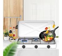 Camping Gas Stove, 3 Burner Stainless Steel Cooktop with Adjustable Temperature Control and Automatic Ignition, Safe Lid for LPG Use - Ideal for Outdoor Adventures