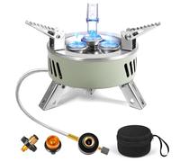 Camping Gas Stove, Portable Camping Stove Outdoor, 6800W Windproof Backpacking Gas Stove with Piezo Ignition, Foldable Camping Gas Burner for BBQ, Hiking, Camping, Trekking, Fishing, Picnic(Green)