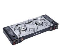 Camping Gas Stove Strong and Durable 2-Burner Stove - Cooktop Multiple Protection Portable Gas Range for Outdoor BBQ Grill Camping - Intake Grill Aluminium Alloy