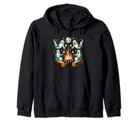 Camping Ghosts Campfire Marshmallow Zip Hoodie