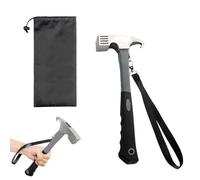 Camping Hammer Heavy Duty with Tent Stake Remove, Multifunction High Carbon Steel with Holding Strap, Hook Angle Design Camping Hammer for Picnic Tent or Hiking (Grey)