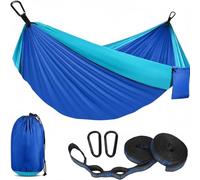 Camping Hammock 270x140cm - Portable Tree Hammock with Two 3metres Straps (16 Loops Each) & Carabiners, Ultralight Nylon Outdoor Garden Backpacking Hammock for Kids & Adults, Quick Dry, Sky Blue