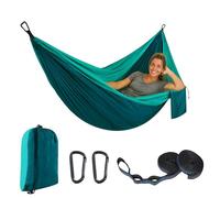Camping Hammock - Lightweight Portable Parachute Hammock with Tree Straps, Single & Double Nylon Travel Hammocks for Backpacking, Hiking, Outdoors, Yard, Beach - Easy Setup & 230kg Support