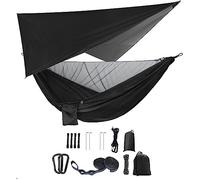 Camping Hammock Set, Single Double Hammock, Mosquito Net, Insect Net, Rainfly, High Strength Parachute Cloth Hammock. Suitable for outdoor, hiking, camping, travel